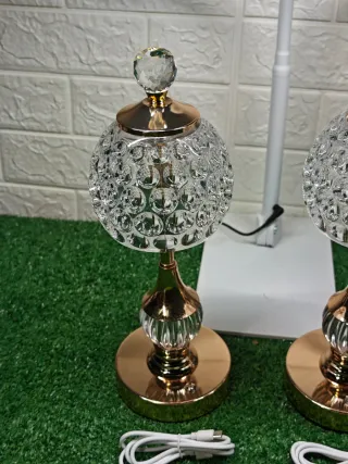 Lámpara Mesa LED USB Metal Acrílico Cristal