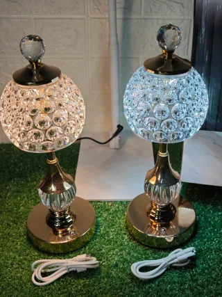 Lámpara Mesa LED USB Metal Acrílico Cristal