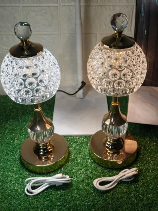 Lámpara Mesa LED USB Metal Acrílico Cristal