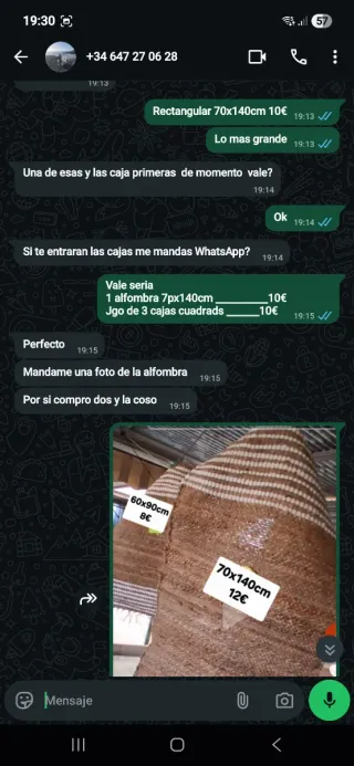 Alfombra 70x140cm y juego de 3 cajas