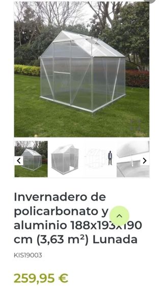 Invernadero de policarbonato y aluminio 3,63 m2