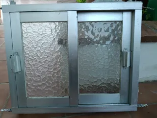 Ventana corredera aluminio gris