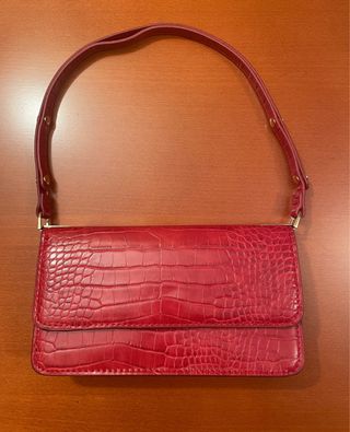 Bolso ROJO PIEL DE COCODRILO MANGO