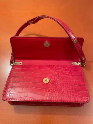 Bolso ROJO PIEL DE COCODRILO MANGO