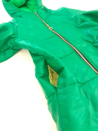 Cappotto donna pelle verde smeraldo taglia S