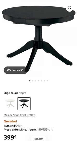 Mesa redonda extensible comedor negra