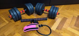 Barra y Mancuernas Ajustables