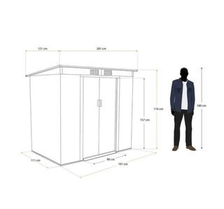 Caseta jardín metálica 2.43m2 Buckingham Gris