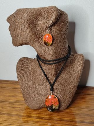 Conjunto Collar y Pendientes con Flores Prensadas