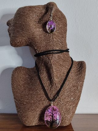Conjunto Collar y Pendientes con Flores Prensadas
