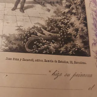 Lámina antigua Primera Comunión S.XIX