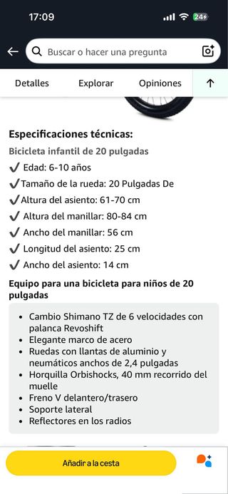 Bicicleta Infantil 20 Pulgadas