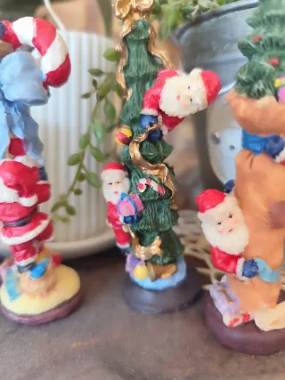 3 Figuras Navideñas Resina Papá Noel