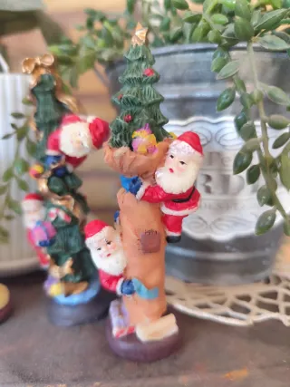 3 Figuras Navideñas Resina Papá Noel
