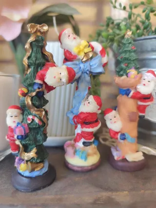 3 Figuras Navideñas Resina Papá Noel