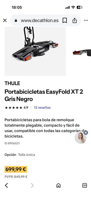 Portabicicletas bola remolque plegable Thule