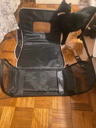 Transportín para gatos gris y beige