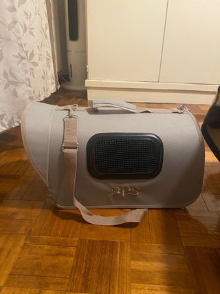 Transportín para gatos gris y beige