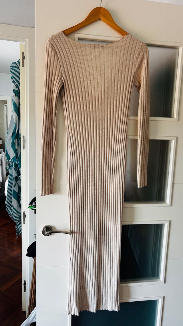 Vestido punto Zara Beige - Talla M