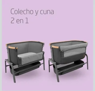 Mini Cuna Bebé Gris y Madera