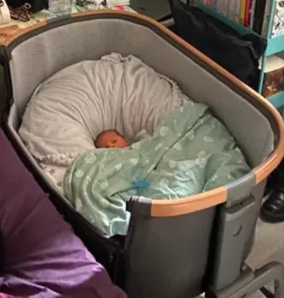 Mini Cuna Bebé Gris y Madera