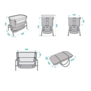 Mini Cuna Bebé Gris y Madera