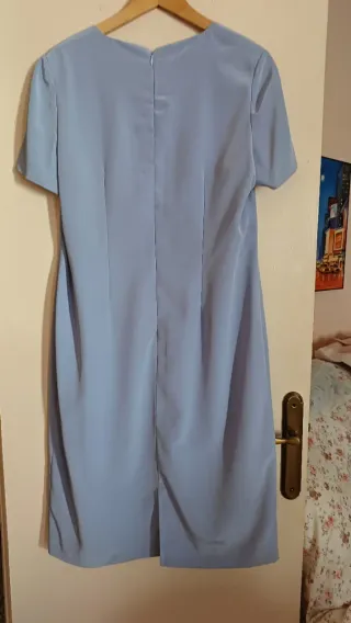 Conjunto vestido y guardapolvo azul