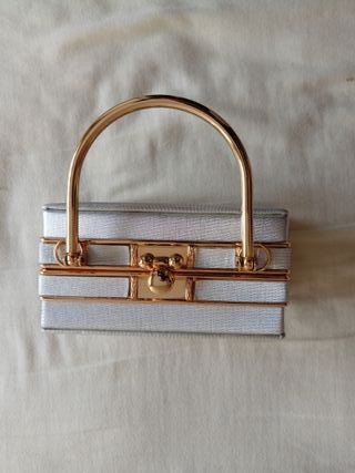 Bolso fiesta rígido asa dorada