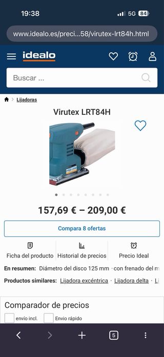 Lijadora Virutex LR84H Rotoorbital profesional