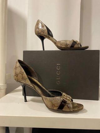 Gucci Beige Ebony Monogram Horsebit GG Supreme...