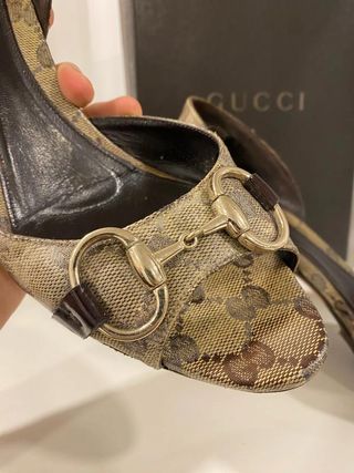 Gucci Beige Ebony Monogram Horsebit GG Supreme...