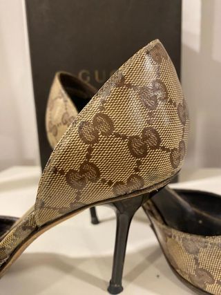 Gucci Beige Ebony Monogram Horsebit GG Supreme...