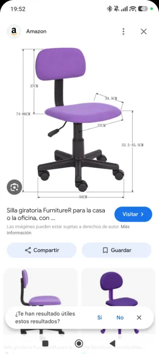 Silla de escritorio morada y negra