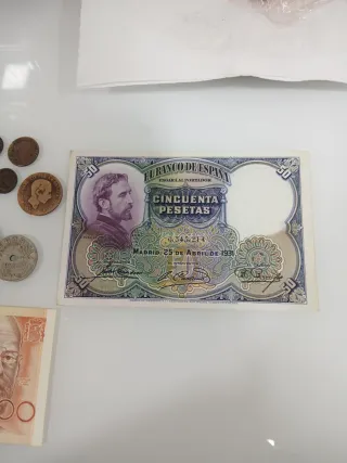Billetes y monedas antiguas España
