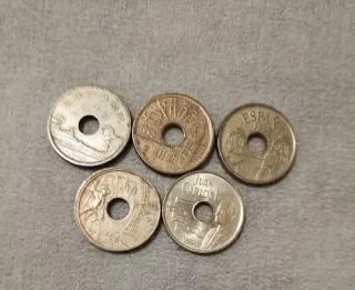5 Monedas 25 Pesetas Españolas
