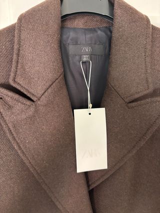 Abrigo largo lana marrón Zara