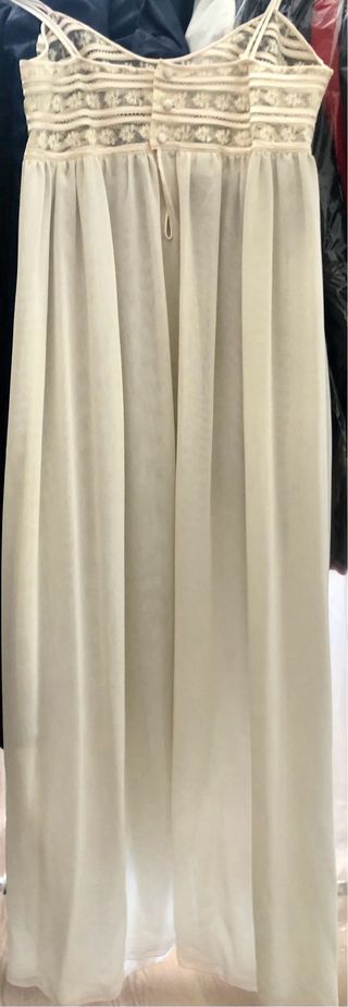 Conjunto bata y camisón encaje beige