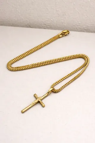 Collar Cruz Acero Inoxidable Dorado 60cm