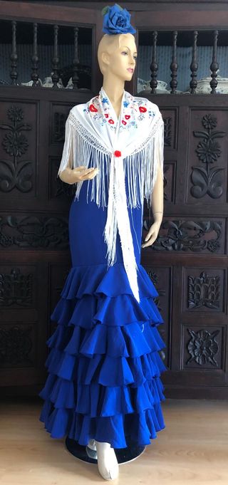 Traje Flamenca Raquel Talla 40 Azul