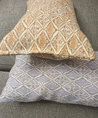 2 Cojines Decorativos Beige y Morado