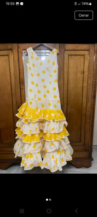 Vestido Flamenca Lunares Amarillo Talla 46