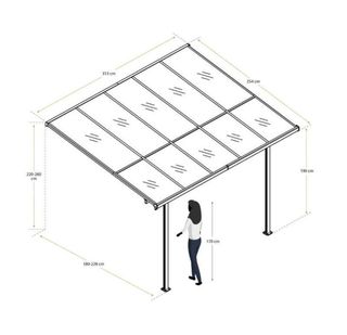 Marquesina de pared de aluminio 8 m2 Elliot