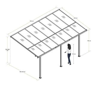 Marquesina de pared de aluminio 11 m2 Elliot