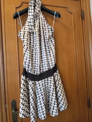 Vestito estivo fantasia marrone e bianco