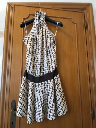 Vestito estivo fantasia marrone e bianco