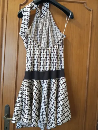 Vestito estivo fantasia marrone e bianco