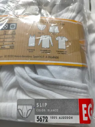 Slip Ocean Blanco Talla XL Algodón 100%