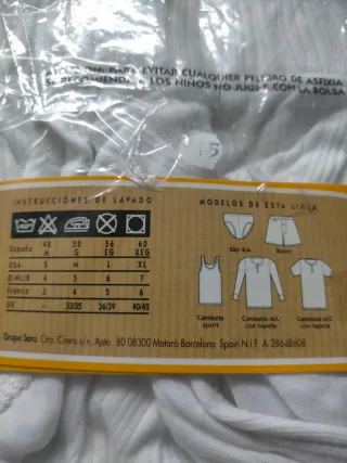 Slip Ocean Blanco Talla XL Algodón 100%