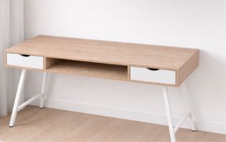 Scrivania in legno e metallo con 2 cassetti