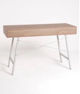 Scrivania in legno e metallo con 2 cassetti